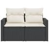 vidaXL Garden Sofa with Cushions 2-Seater Black Poly Rattan