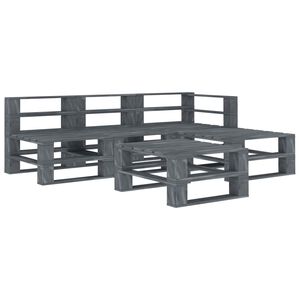 vidaXL 5 Piece Garden Pallet Lounge Set Wood Grey