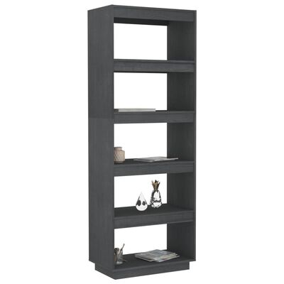 vidaXL Book Cabinet/Room Divider Grey 60x35x167 cm Solid Pinewood