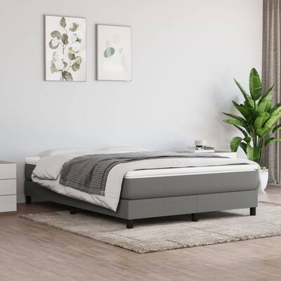 vidaXL Box Spring Bed with Mattress Dark Grey 153x203 cm Queen Size Fabric
