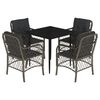 vidaXL 5 Piece Garden Dining Set with Cushions Grey Poly Rattan