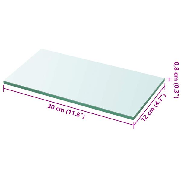 vidaXL Shelves 2 pcs Panel Glass Clear 30x12 cm