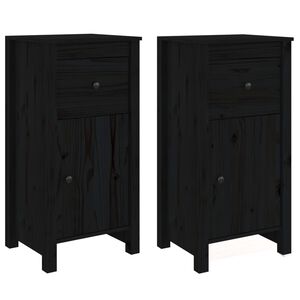 vidaXL Sideboards 2 pcs Black 40x35x80 cm Solid Wood Pine