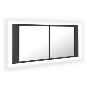 vidaXL LED Mirror Cabinet | Grey | Engineered Wood, Acrylic | 100x12x45 cm