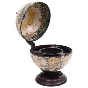 vidaXL Tabletop Globe Bar Wine Stand Eucalyptus Wood White
