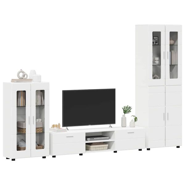 vidaXL TV Cabinet Set with Drawer with Shelf White Engineered Wood