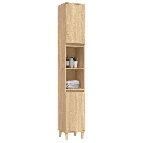 vidaXL Bathroom Cabinet Sonoma Oak 30x30x190 cm Engineered Wood