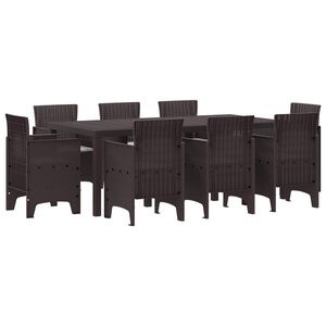 vidaXL Garden Dining Set 9 pcs Brown Polypropylene