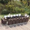vidaXL 17 Piece Garden Dining Set with Cushions Poly Rattan Brown