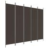 vidaXL 5-Panel Room Divider Brown 250x200 cm Fabric