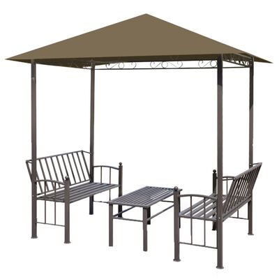 vidaXL Garden Pavilion with Table and Benches 2.5x1.5x2.4 m Taupe 180 g/m²
