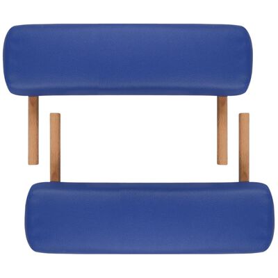 Blue Foldable Massage Table 3 Zones with Wooden Frame