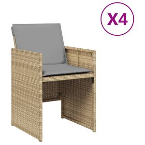 vidaXL Garden Chairs with Cushions 4 pcs Mix Beige Poly Rattan