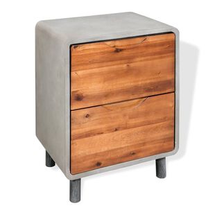 vidaXL Nightstand | Concrete grey, Acacia wood brown