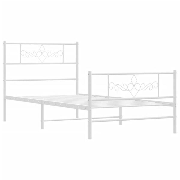 vidaXL Metal Bed Frame without Mattress with Footboard White 107x203cm