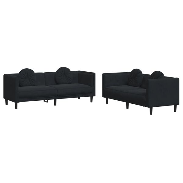 vidaXL 2 Piece Sofa Set with Pillows Black Velvet