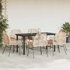 vidaXL 7 Piece Garden Dining Set with Cushions Brown Poly Rattan Glass