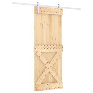 vidaXL Sliding Door Natural and White 80 x 210 cm Solid Pine Wood