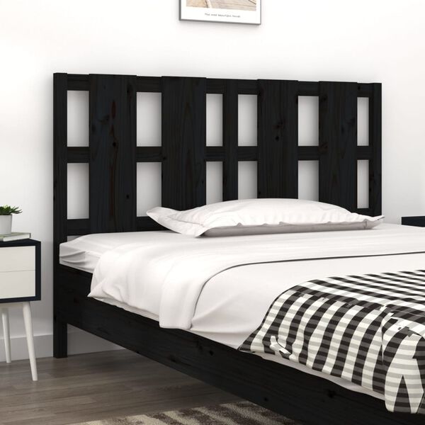 vidaXL Bed Headboard Black 140.5x4x100 cm Solid Wood Pine