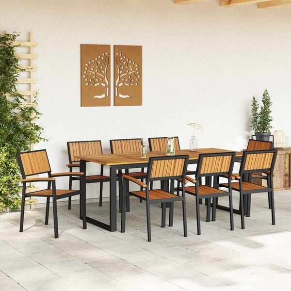 vidaXL Stacking Chair 8 pcs Brown 56 x 57 x 87 cm Solid Acacia Wood