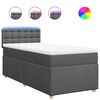 vidaXL Box Spring Bed with Mattress Dark Grey King Single Fabric