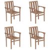 vidaXL Stackable Garden Chairs with Cushions 4 pcs Solid Teak Wood