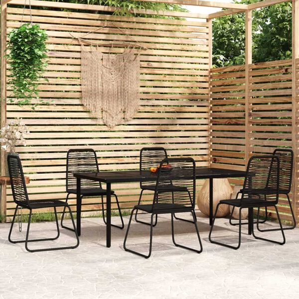 vidaXL 7 Piece Garden Dining Set Black