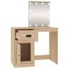 vidaXL Dressing Table with LED Sonoma Oak 90x50x132.5 cm Engineered Wood