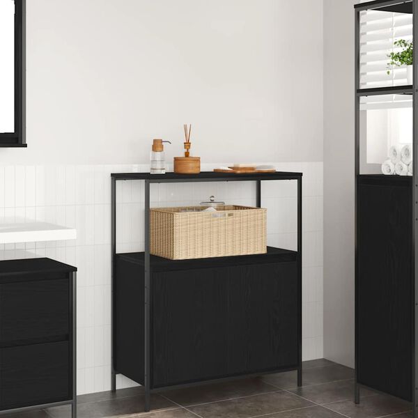 vidaXL Bathroom Cabinet with Shelves Black Oak 76.5x35x95 cm