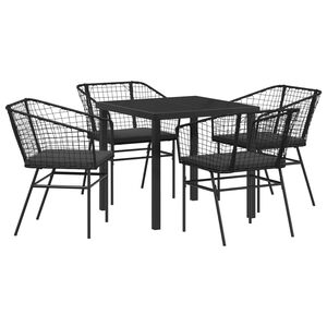 vidaXL Garden Dining Set 5 pcs Black Poly Rattan