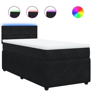 vidaXL Box Spring Bed with Mattress Black King Single Velvet