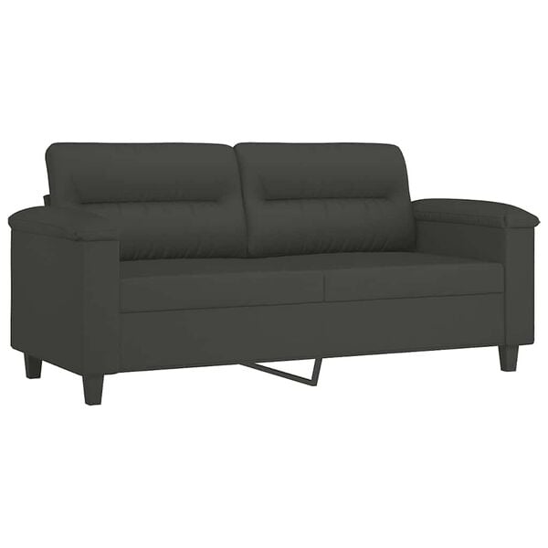 vidaXL 2-Seater Sofa with Pillows&Cushions Dark Grey 140 cm Microfibre Fabric
