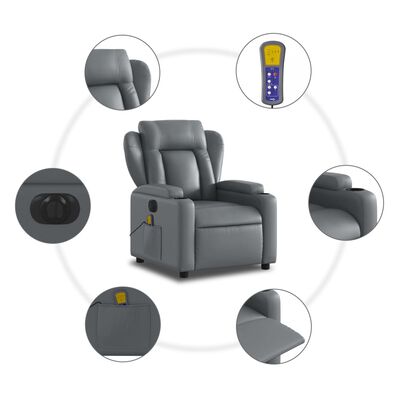 vidaXL Electric Massage Recliner Chair Grey Faux Leather