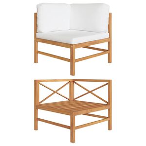 vidaXL Corner Sofa with Cream Cushions Solid Teak Wood