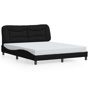 vidaXL Bed Frame without Mattress "Hvar" Black 152x203 cm Queen Fabric