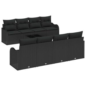 vidaXL Garden Sofa Set Black 55 x 55 x 37 cm Poly Rattan
