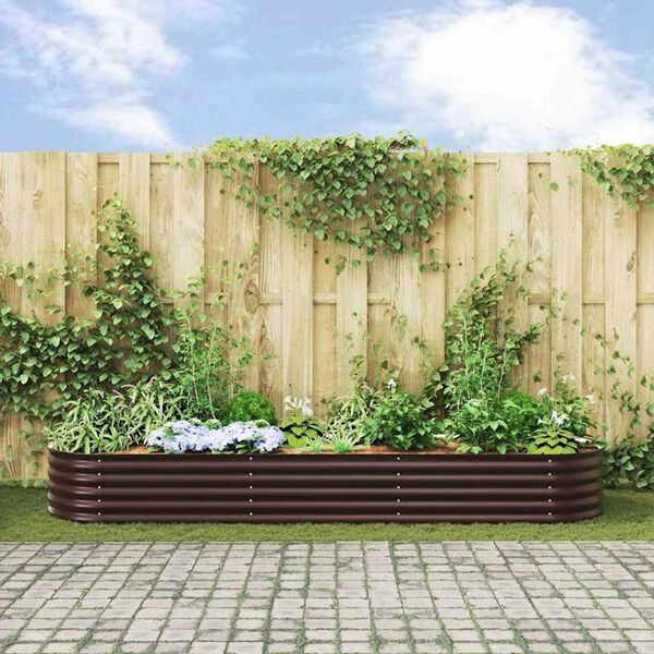 vidaXL Garden Raised Bed Brown 320 x 80 x 44 cm Steel