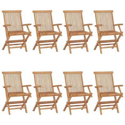 vidaXL Garden Chairs with Anthracite Cushions 8 pcs Solid Teak Wood
