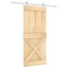 vidaXL Sliding Door Natural and White 90 x 210 cm Solid Pine Wood