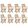 vidaXL Folding Outdoor Chairs with Cushions 8 pcs Solid Wood Acacia