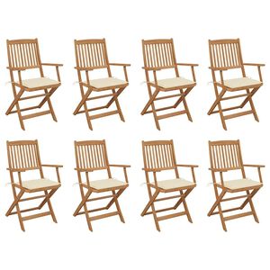 vidaXL Folding Outdoor Chairs with Cushions 8 pcs Solid Wood Acacia