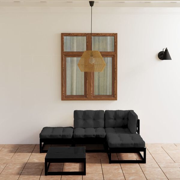 vidaXL 5 Piece Garden Lounge Set with Cushions Solid Pinewood