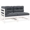vidaXL Solid Pinewood Garden Lounge Set 2 Piece with Cushions White
