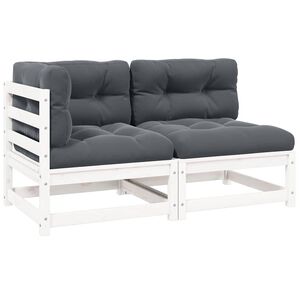 vidaXL Solid Pinewood Garden Lounge Set 2 Piece with Cushions White