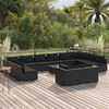 vidaXL 13 Piece Garden Lounge Set with Cushions Black Poly Rattan