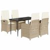 vidaXL 5 Piece Garden Dining Set with Cushions Beige Poly Rattan