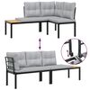 vidaXL Garden Bench Set with Cushions 4 pcs Black Powder-coated Steel
