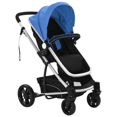 vidaXL 2-in-1 Baby Stroller/Pram Aluminium Blue and Black