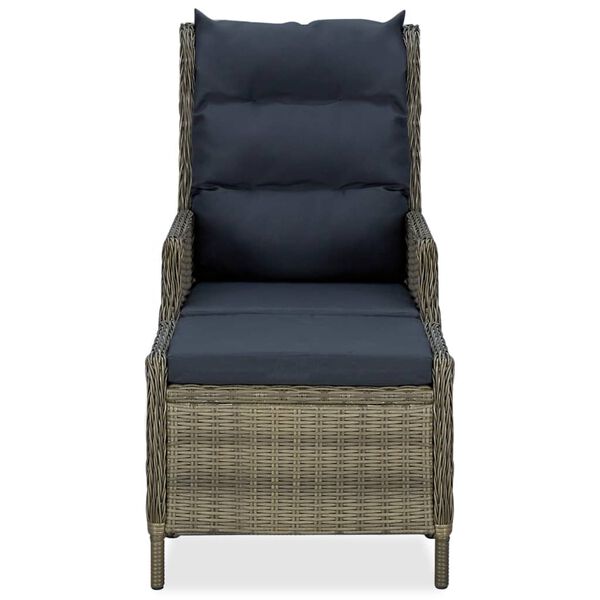 vidaXL Reclining Garden Chair with Footstool Poly Rattan Brown