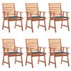 vidaXL Outdoor Dining Chairs 6 pcs with Cushions Solid Acacia Wood